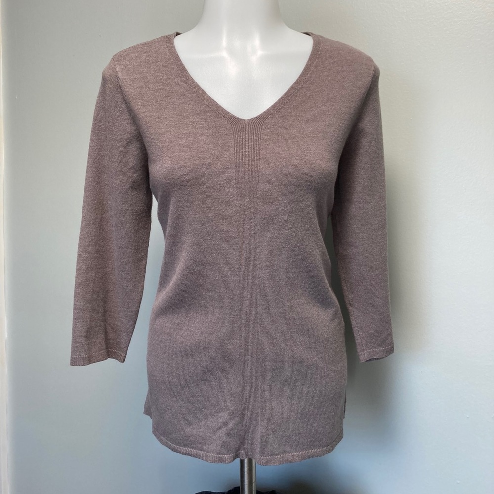 Chico Size 0 Taupe 3/4 Sleeve Sweater - Picture 1 of 2